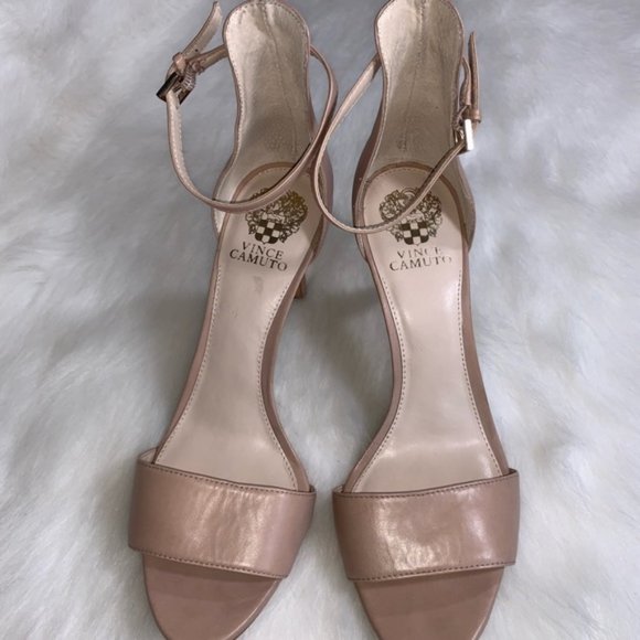 Vince Camuto Court Nude Strappy Leather Heels - Picture 4 of 8